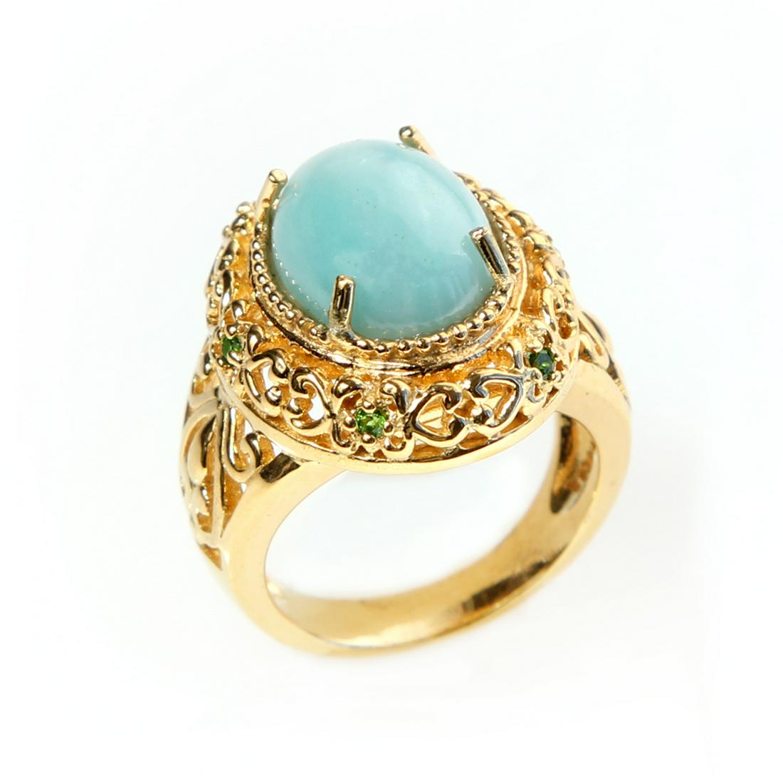 14K Gold Vermeil Amazonite Scrollwork Ring-SZ 8 (1 of 1)