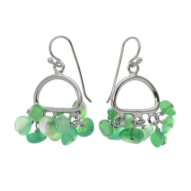 Sterling Silver Green Agate Chips Drop Earrings (1 of 1)