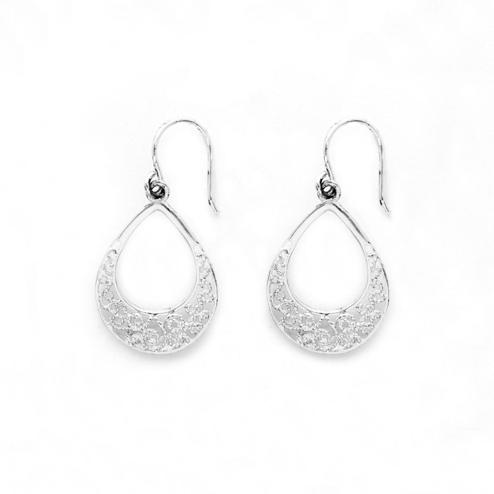 Sterling Silver Open Filigree Tear Drop Earring (1 of 1)