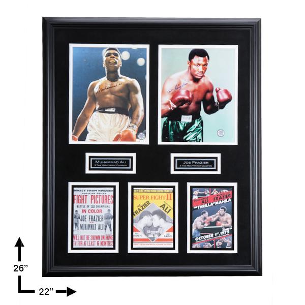 Thrilla In Manila Ali & Frazier Signed Showcase GFA: Thrilla In Manila Muhammad Ali & Joe Frazier Custom Framed 24x20 Showcase Multi-Layer Matted 8x10's GFA