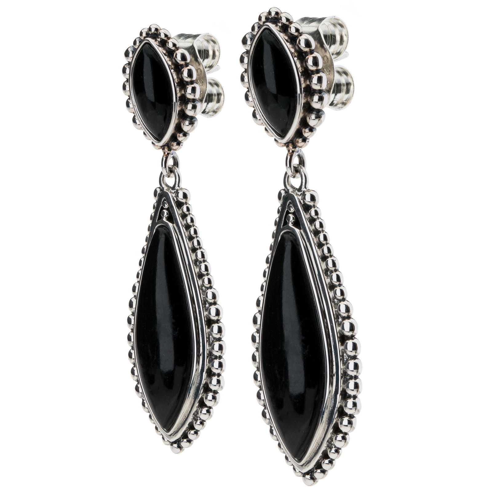 Sterling Silver Black Moon Stone Beaded Earrings (1 of 3)