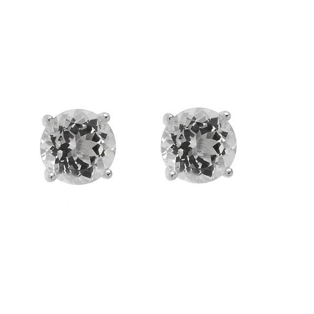 Silver 7.6ct White Topaz 10MM Stud Earrings (1 of 2)