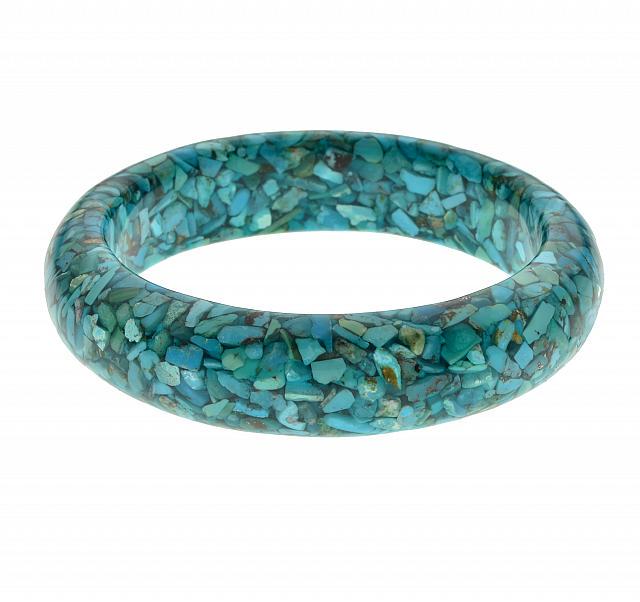 Round Shaped ChipTurquoise Bangle Bracelet 8" (1 of 1)