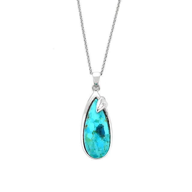 Sterling Silver Turquoise Pear Shaped Pendant (1 of 1)