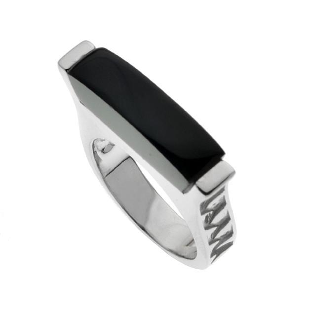 Sterling Silver Rectangular Black Onyx Ring-SZ 7 (1 of 2)