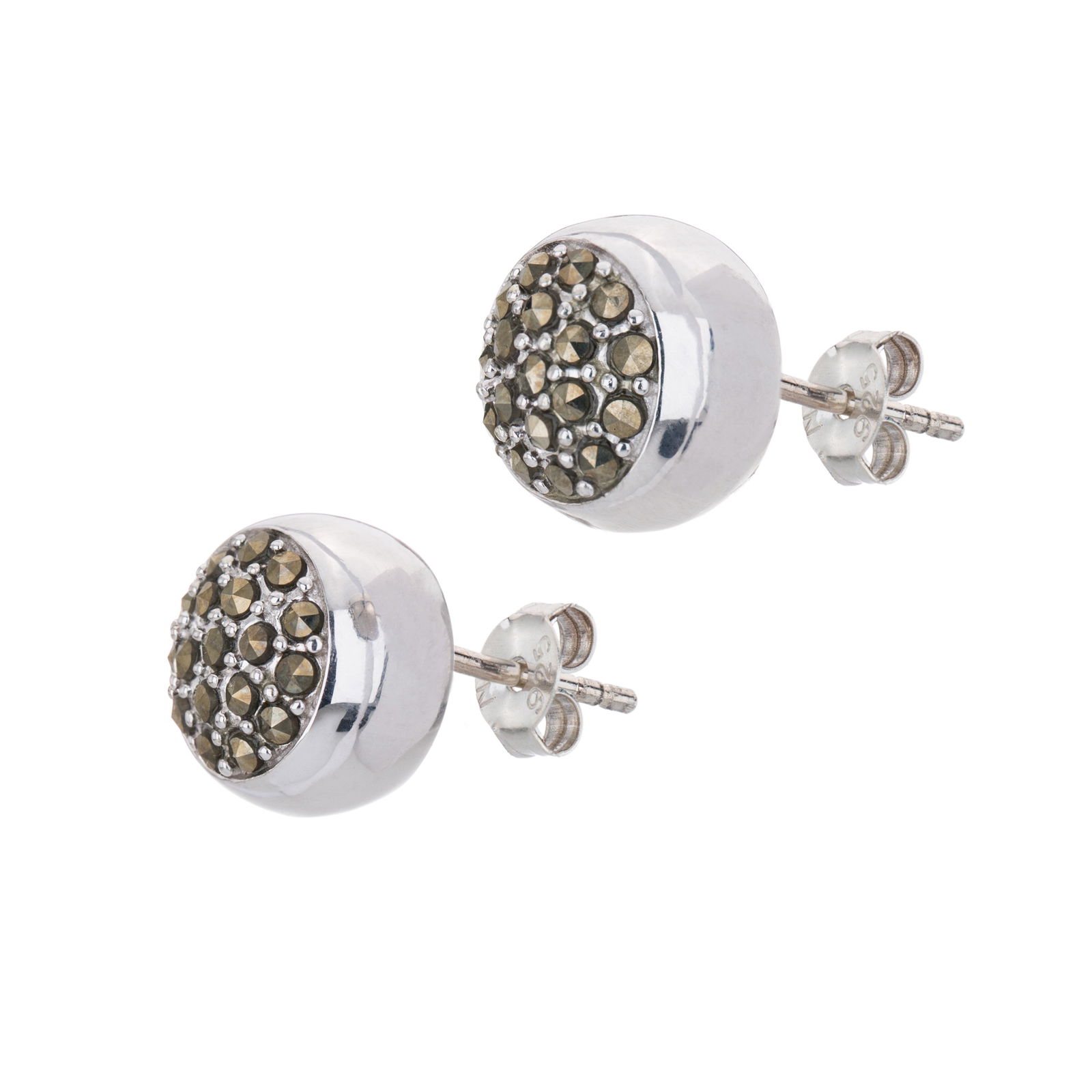 Sterling Silver Marcasite Pavé Stud Earrings (1 of 2)