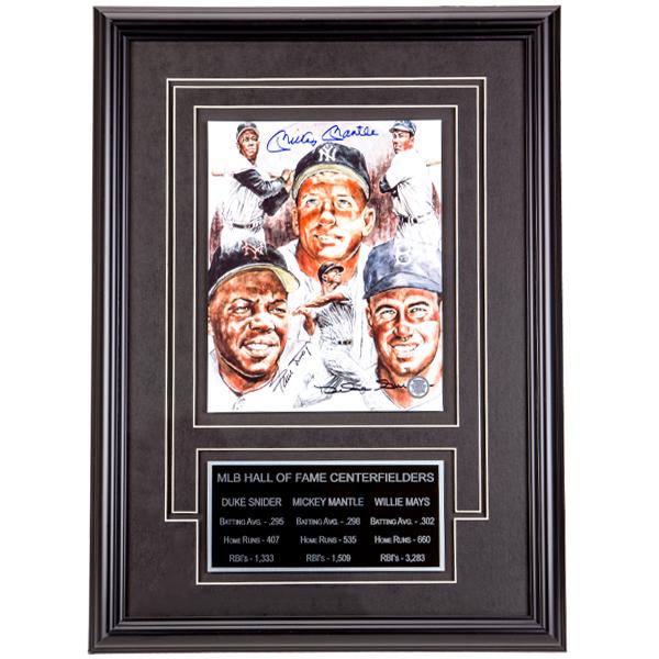 Hall Of Fame Legends 20x14 Custom Framed GFA: Duke Snider, Mickey Mantle, and Willie Mays Custom Framed 20x14 Autographed Multi-Layer Matted 8x10 GFA
