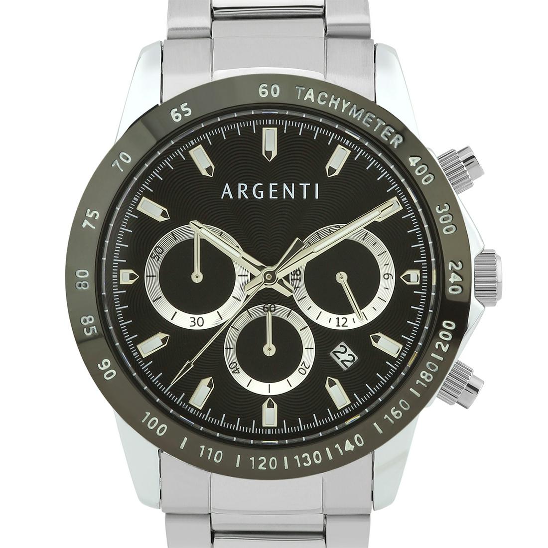 Argenti Multi-Function Chronograph Men's Watch: Citizen/Miyota VD53B Quartz Movement, True Chronograph Functions, Tachymeter Scale,_x000D_ Visible Date Window, Multi.Textured Dial, Luminescent Hands and Hour Markers_x000D_ Round Stainless Steel Cas