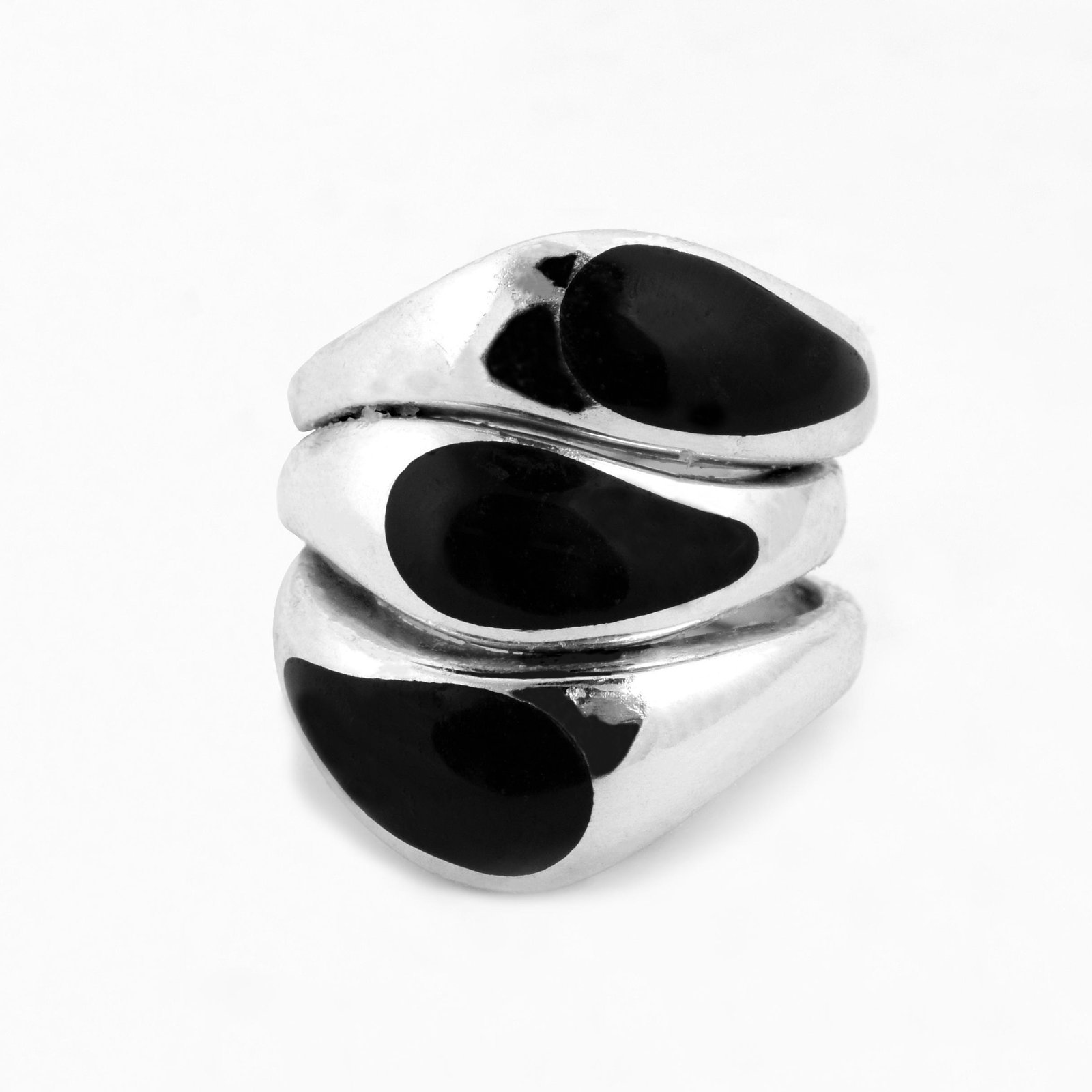 Sterling Silver Black Onyx Stackable Ring-SZ 7 (1 of 2)