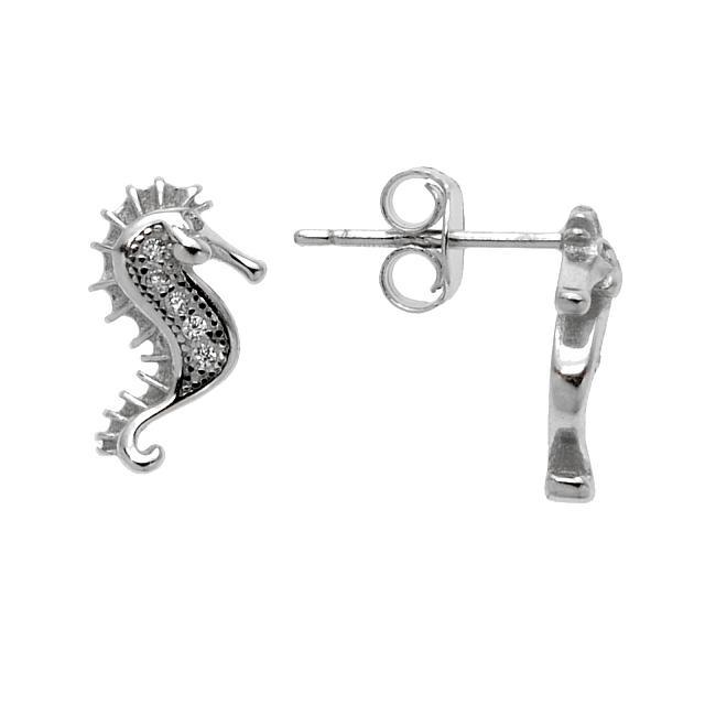 Sterling Silver Sea Horse Stud Earrings (1 of 1)
