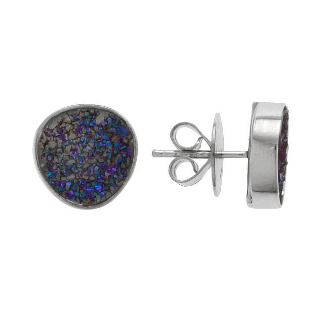 Sterling Silver Purple Druzy Stud Earrings (1 of 1)