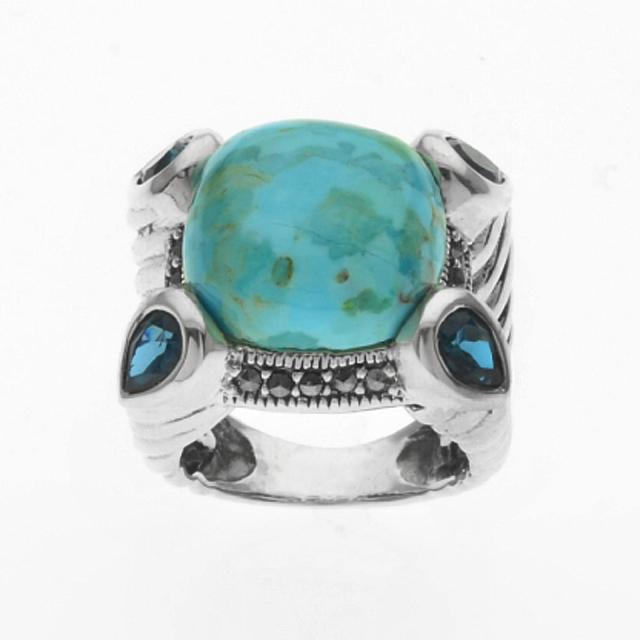 Sterling Silver Turquoise & Blue Topaz Ring-SZ 8 (1 of 2)