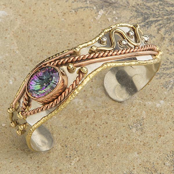 German Silver Mystic Topaz Cuff Bracelet 7" (1 of 1)