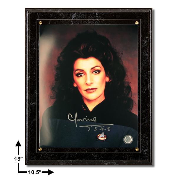 Marina Sirtis Star Trek:10.5x13 Marbel Plaque Signed: Marina Sirtis Star Trek: Deep Space Nine 10.5x13 Marbel Plaque Signed 8x10v GFA