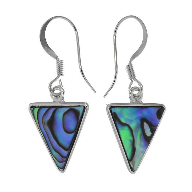 Silver Tone Abalone Triangular Earrings (1 of 1)