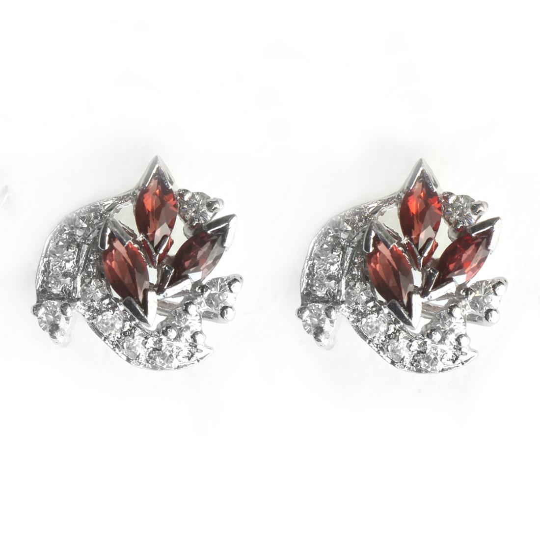 Sterling Silver Garnet Stud Earrings (1 of 1)