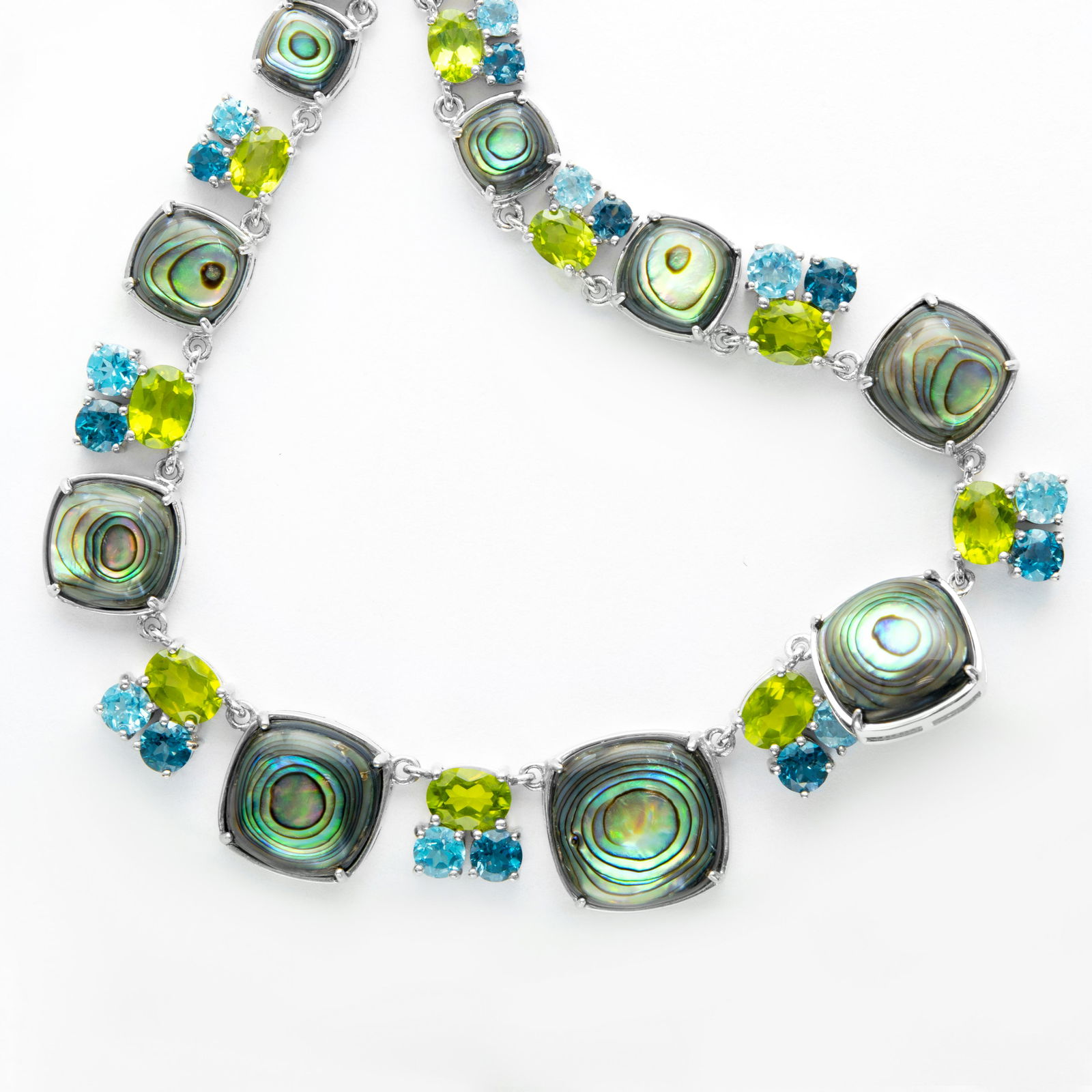 Sterling Silver Abalone & Gemstone Toggle Necklace (1 of 3)