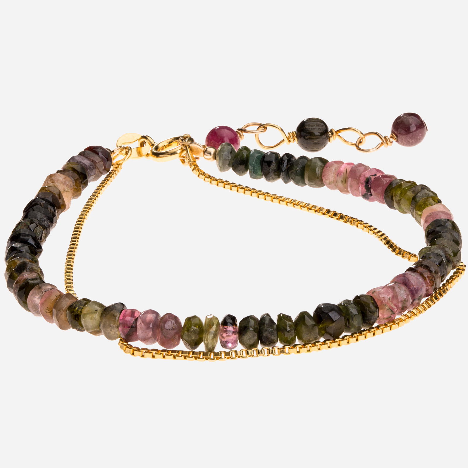 14K Vermeil Multi Tourmaline Bead Bracelet 7.5" (1 of 3)