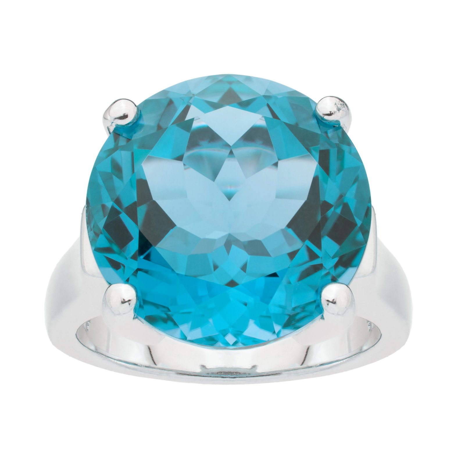 Silver 17.10ct Sky Blue Topaz Solitaire Ring-SZ 8: Sparkle! Sparkle! Sparkle! Pangea Mines exquisite solitaire ring is beautifully crafted in fine Sterling Silver and adorned with Blue Topaz in a 100-facet cut that captures and reflects every bit of l