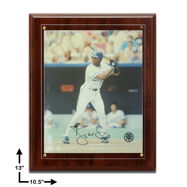 Brian McRae Kansas City Royals Signed Plaque 8x10v GFA: Brian McRae Kansas City Royals 10.5x13 Cherry Finish Plaque Signed 8x10v GFA
