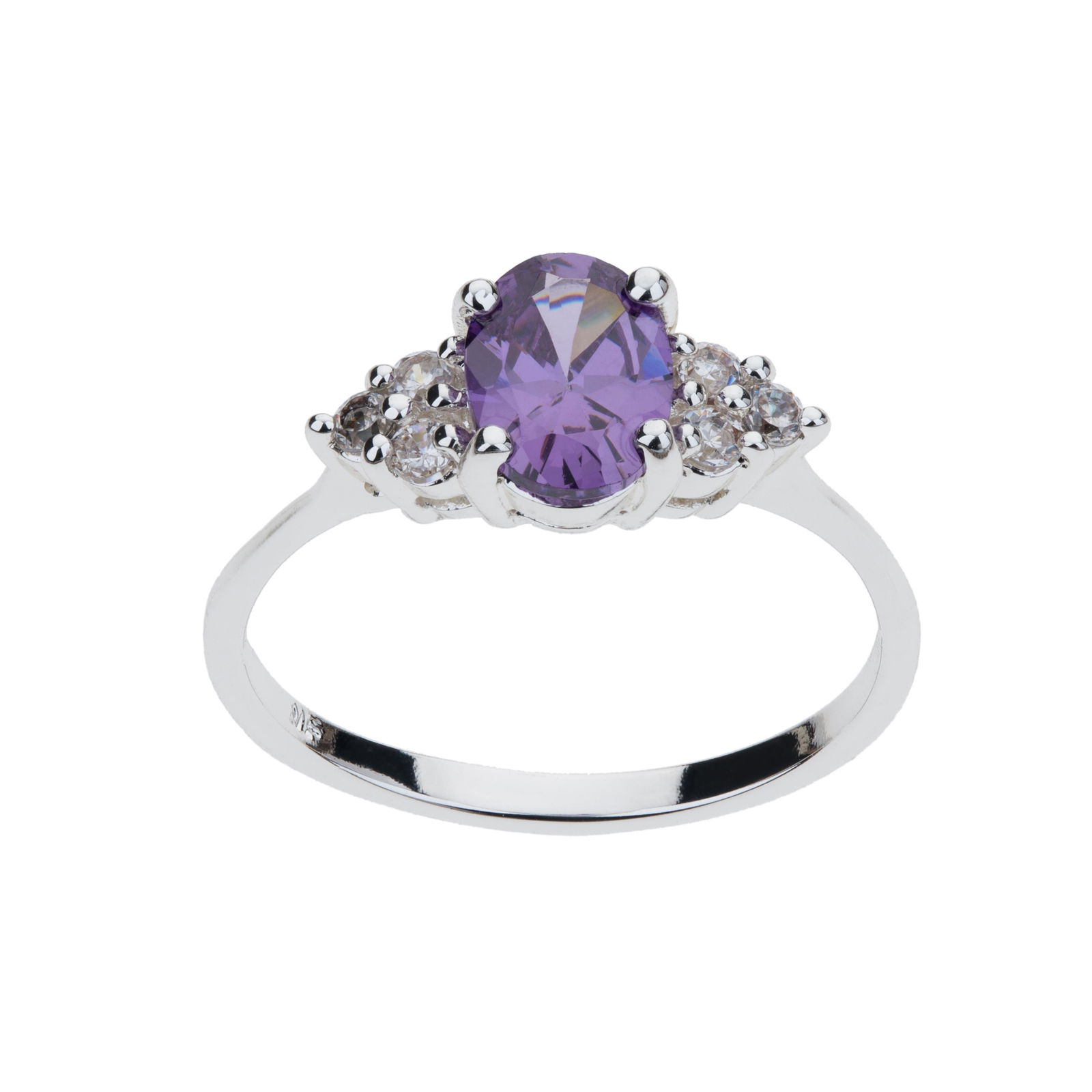 Silver Tone Amethyst-Look Classic Design Ring-SZ 9 (1 of 2)