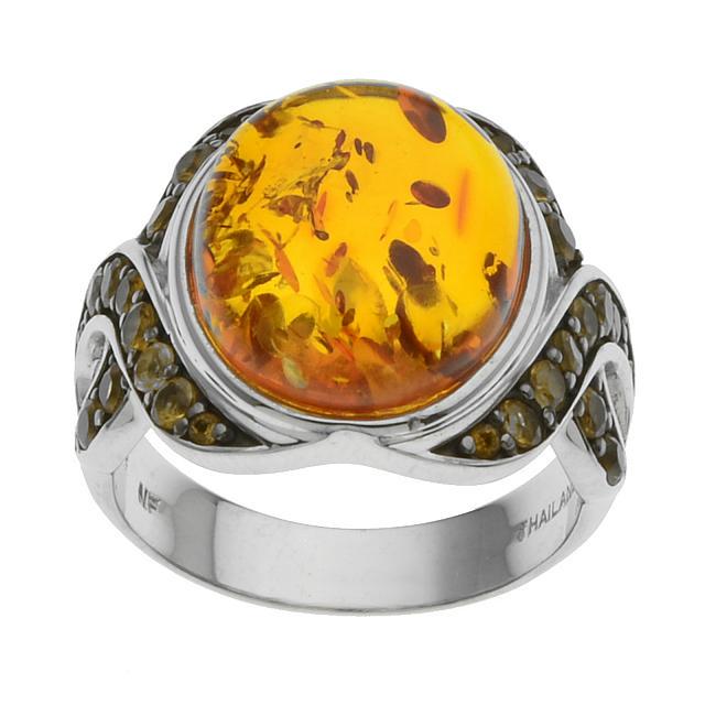 Sterling Silver Baltic Amber & Citrine Ring-SZ 8 (1 of 1)