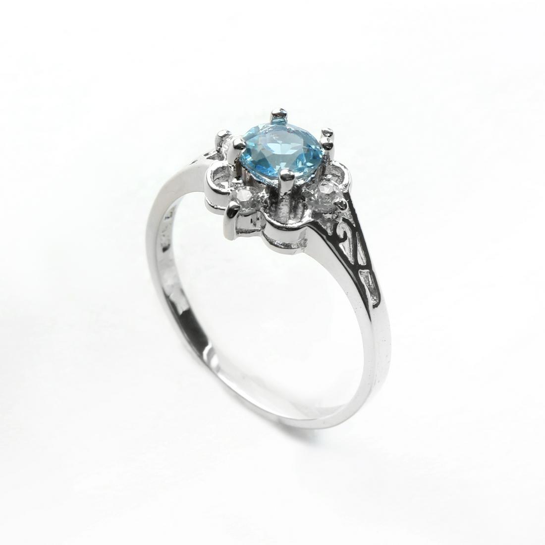 Sterling Silver Blue Topaz Flower Ring- Size 7 (1 of 1)