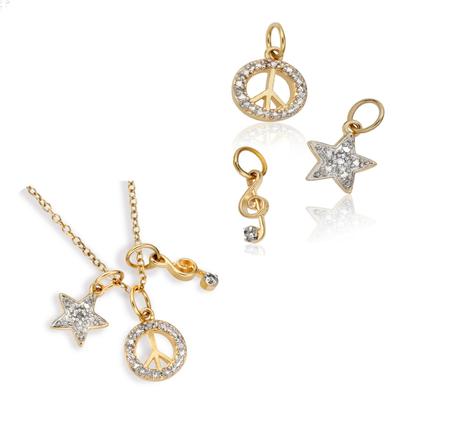 14K Gold embraced Delicate Charm Necklace (1 of 1)