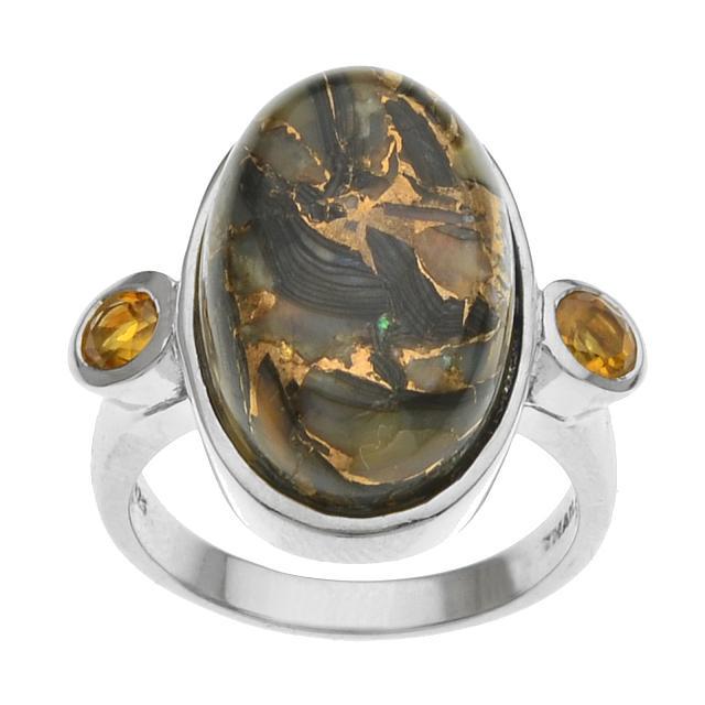 Silver Bronzed Abalone & Citrine Ring-SZ 7 (1 of 1)