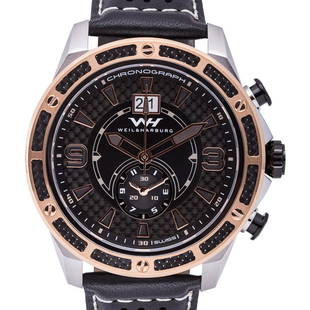 Weil and Harburg Men's Swiss Chronograph Watch: Hands: Luminescent_x000D_Caseback Type: Screw-down_x000D_Age: New_x000D_Strap Color: Black_x000D_Type: Analog, Chronograph_x000D_Caseback Material: Stainless Steel_x000D_Material: Stainless