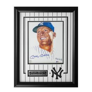 Mickey Mantle New York Yankees Framed Signed GFA: Mickey Mantle New York Yankees Custom Frame 12x16 Signed 8x10 GFA