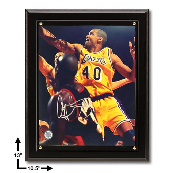 Antonio Harvey Los Angeles Lakers Signed Plaque GFA: Antonio Harvey Los Angeles Lakers 10.5x13 Black Plaque Signed 8x10v GFA