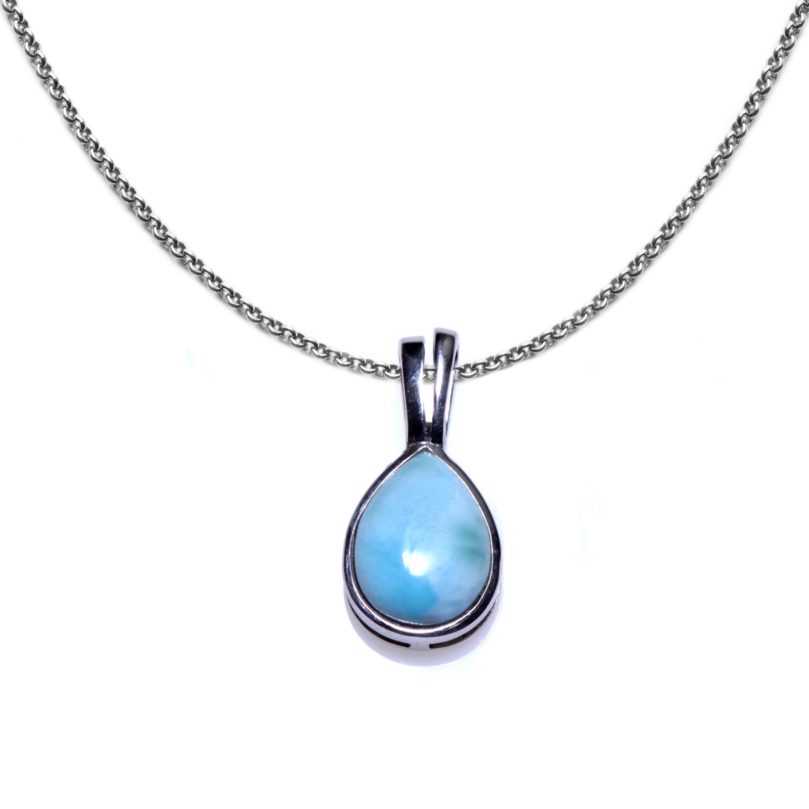 Set of Larimar Earrings & Pendant: • Genuine larimar_x000D_ • Setting: Prong/ Adhesive_x000D_ • Measurement: Pendant : 27mm L x 13mm W Earrings: 30mm L x 13mm W_x000D_ • Lever back clasp_x000D_ • Gleaming 