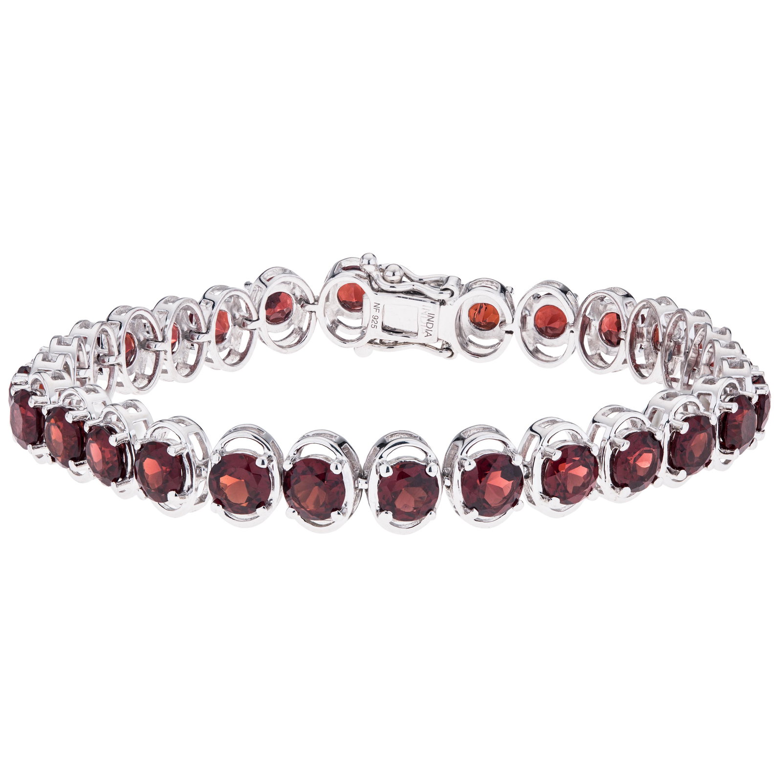Silver 15.96ct Garnet Line Bracelet 7.25" (1 of 3)