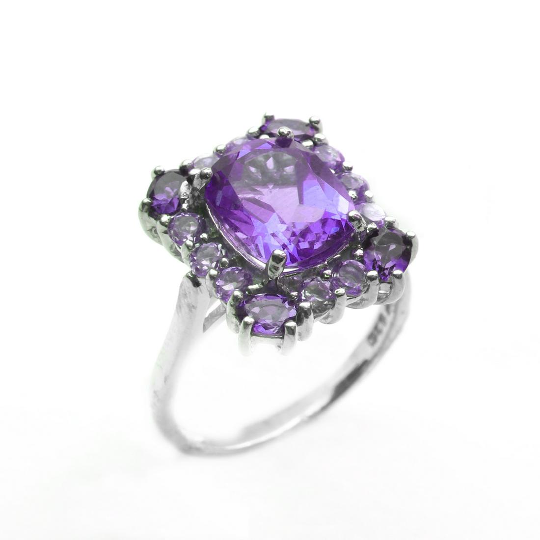 Sterling Silver 3.65ct Amethyst Halo Ring-SZ 8 (1 of 1)