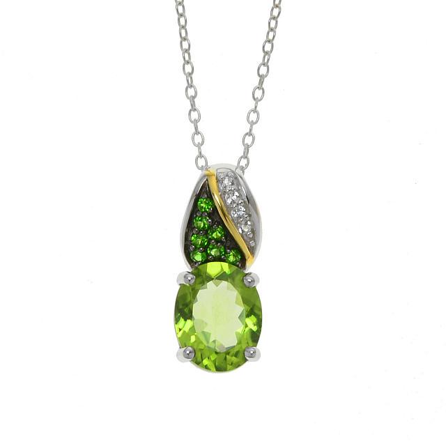 Sterling Silver Chrome Diopside & Peridot Pendant (1 of 2)