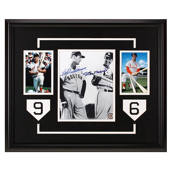 Ted Williams & Stan Musial Hall Of Fame Greats: Ted Williams & Stan Musial Custom Framed 20x16 Multi-Layer Matted Signed 8x10 GFA Certified