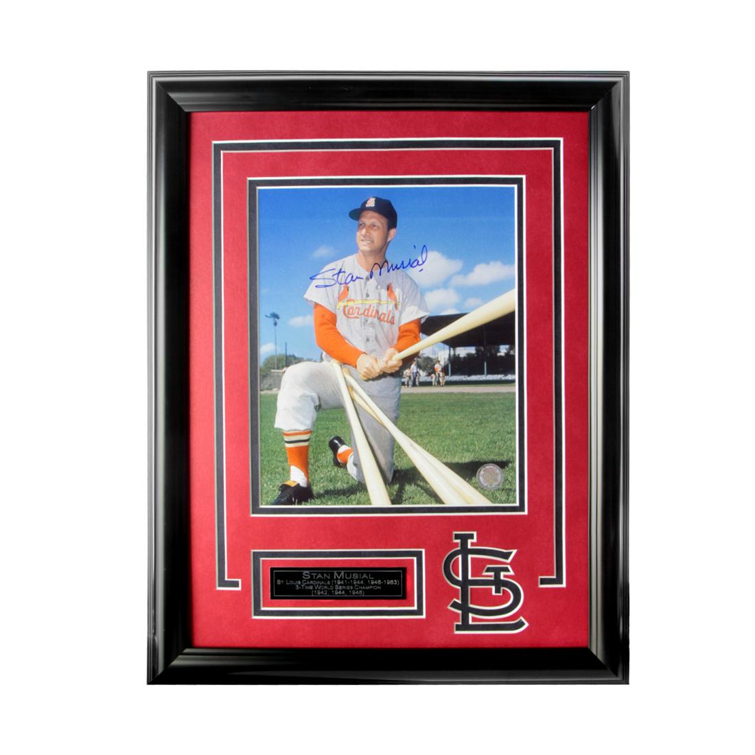 Stan Musial St. Louis Cardinals 12x16 Autograph GFA: Stan Musial St. Louis Cardinals Custom Frame 12x16 Autograph 8x10 GFA Certified