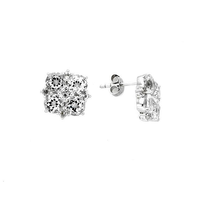 Silver 5.15ct White Topaz Flower Stud Earrings (1 of 1)