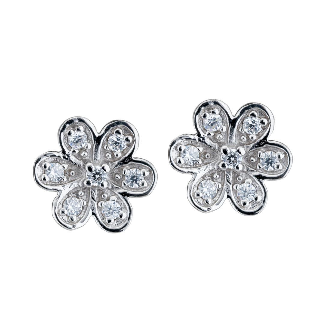 Simulated Diamond Pavé Flower Earrings (1 of 2)