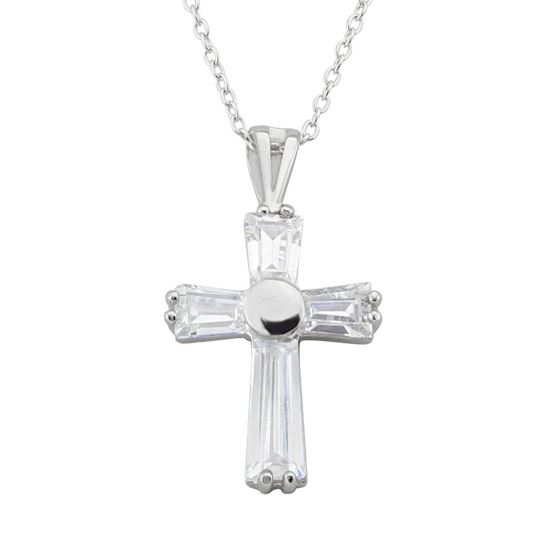 Sterling Silver White CZ Cross Pendant (1 of 3)