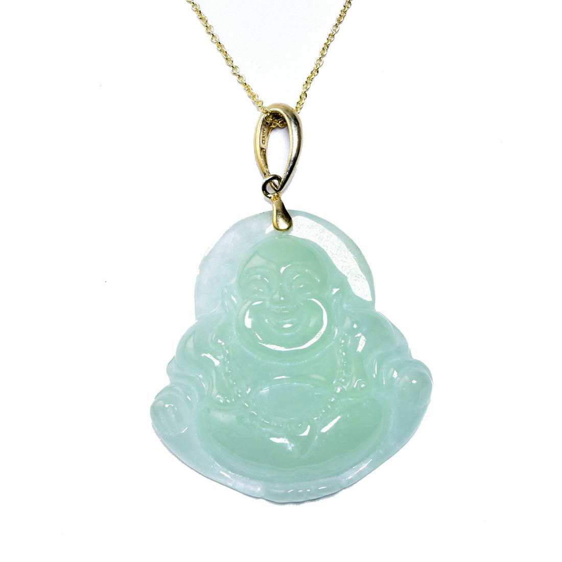 18K Gold Over Green Jade Buddha Pendant (1 of 1)