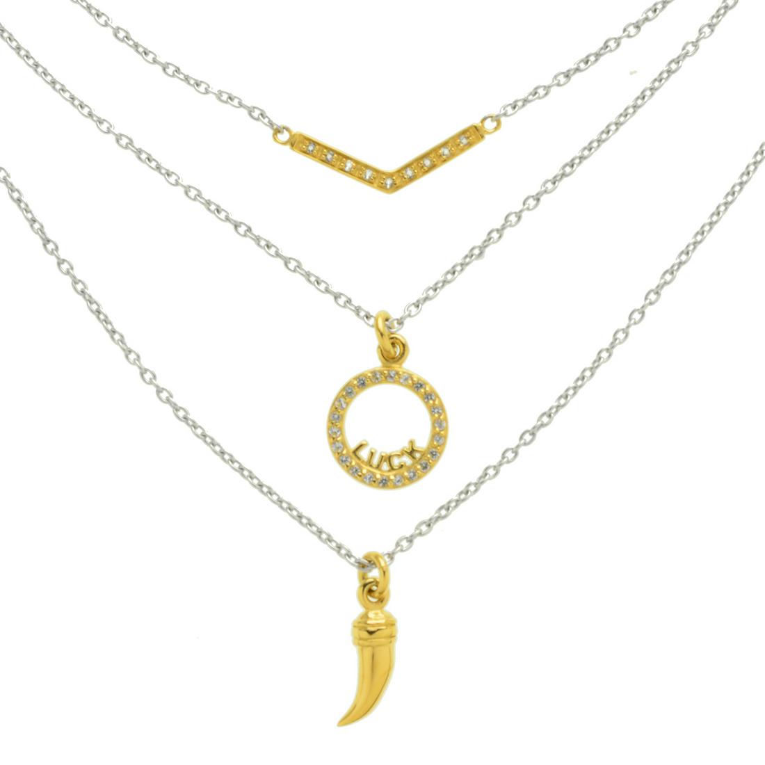 14K Gold Vermeil White Topaz Three-Layer Necklace (1 of 3)