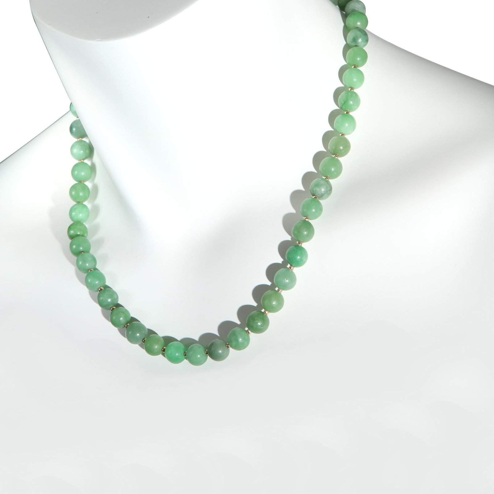 18K Gold over Silver Green Jade Necklace 18" (1 of 3)