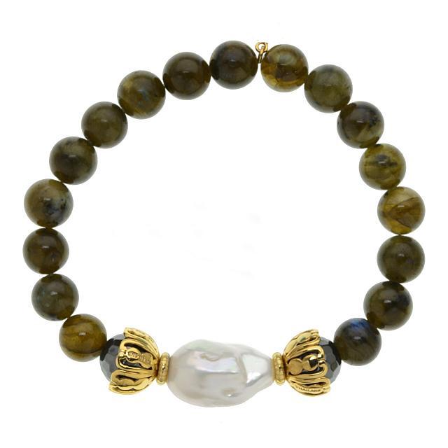 14K Vermeil 10mm Labradorite Bead Stretch Bracelet (1 of 1)