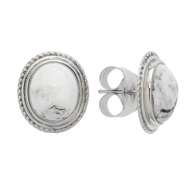 Silver White Buffalo Rope Textured Stud Earrings (1 of 1)