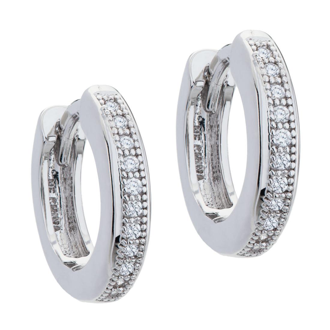 Silver Tone Simulated Diamond Pave Hoop Earrings (1 of 2)