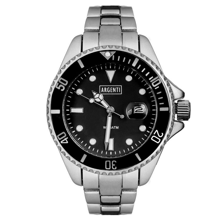 Argenti brings you the Adriatic Diver style watch: Argenti brings you the Adriatic Diver style watch, Silver Bracelet, Black Dial, Silver Case, Black Bazel