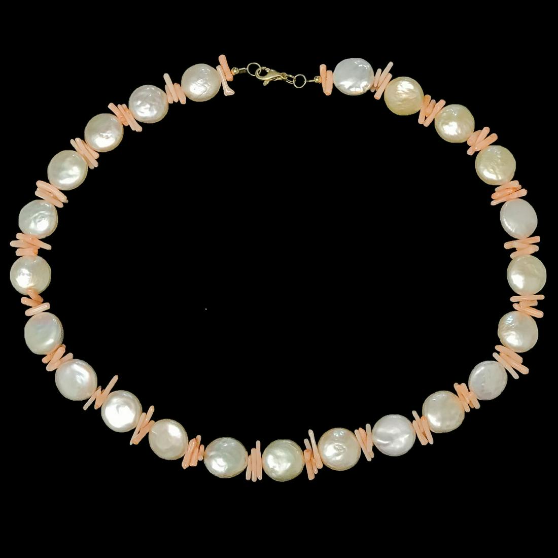 14K Coin Pearl & Coral Necklace (1 of 1)