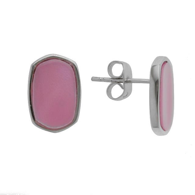 Silver Tone Pink Mother of Pearl Stud Earrings (1 of 1)